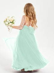 Robe Étincelante de Demoiselle d'Honneur Junior Top en Paillettes Vert Menthe