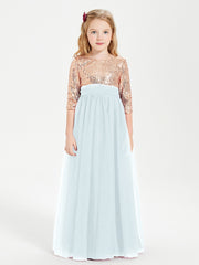 Robe Étincelante de Demoiselle d'Honneur Junior Top en Paillettes Brume