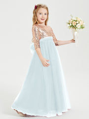 Robe Étincelante de Demoiselle d'Honneur Junior Top en Paillettes Brume