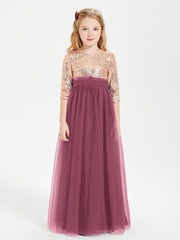 Robe Étincelante de Demoiselle d'Honneur Junior Top en Paillettes Mûre