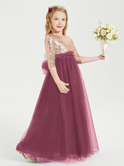 Robe Étincelante de Demoiselle d'Honneur Junior Top en Paillettes Mûre