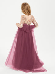 Robe Étincelante de Demoiselle d'Honneur Junior Top en Paillettes Mûre