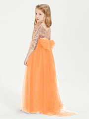 Robe Étincelante de Demoiselle d'Honneur Junior Top en Paillettes Orange