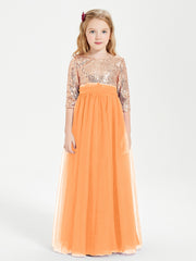 Robe Étincelante de Demoiselle d'Honneur Junior Top en Paillettes Orange