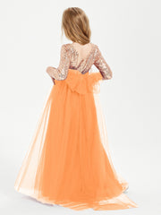Robe Étincelante de Demoiselle d'Honneur Junior Top en Paillettes Orange