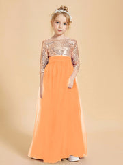 Robe Étincelante de Demoiselle d'Honneur Junior Top en Paillettes Orange
