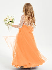 Robe Étincelante de Demoiselle d'Honneur Junior Top en Paillettes Orange