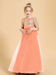 Robe Étincelante de Demoiselle d'Honneur Junior Top en Paillettes Papaye
