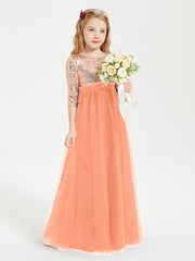 Robe Étincelante de Demoiselle d'Honneur Junior Top en Paillettes Papaye