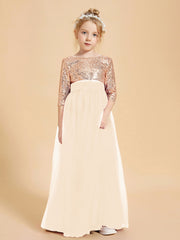 Robe Étincelante de Demoiselle d'Honneur Junior Top en Paillettes Pêche