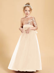 Robe Étincelante de Demoiselle d'Honneur Junior Top en Paillettes Pêche