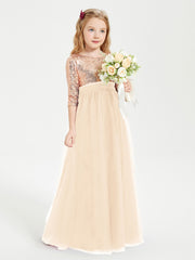 Robe Étincelante de Demoiselle d'Honneur Junior Top en Paillettes Pêche