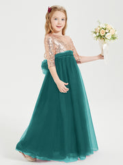 Robe Étincelante de Demoiselle d'Honneur Junior Top en Paillettes Paon