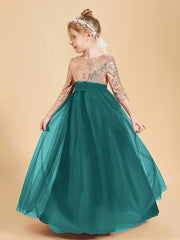 Robe Étincelante de Demoiselle d'Honneur Junior Top en Paillettes Paon