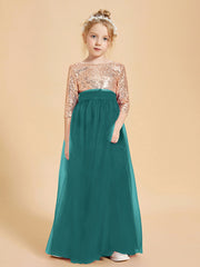 Robe Étincelante de Demoiselle d'Honneur Junior Top en Paillettes Paon