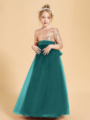 Robe Étincelante de Demoiselle d'Honneur Junior Top en Paillettes Paon