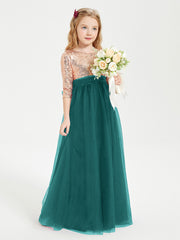 Robe Étincelante de Demoiselle d'Honneur Junior Top en Paillettes Paon