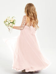 Robe Étincelante de Demoiselle d'Honneur Junior Top en Paillettes Rose Perle