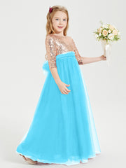 Robe Étincelante de Demoiselle d'Honneur Junior Top en Paillettes Piscine