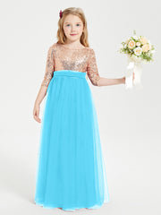 Robe Étincelante de Demoiselle d'Honneur Junior Top en Paillettes Piscine