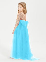 Robe Étincelante de Demoiselle d'Honneur Junior Top en Paillettes Piscine