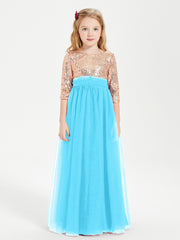 Robe Étincelante de Demoiselle d'Honneur Junior Top en Paillettes Piscine