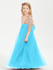 Robe Étincelante de Demoiselle d'Honneur Junior Top en Paillettes Piscine