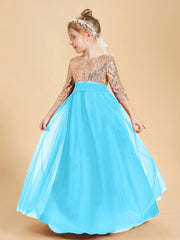 Robe Étincelante de Demoiselle d'Honneur Junior Top en Paillettes Piscine