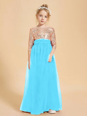 Robe Étincelante de Demoiselle d'Honneur Junior Top en Paillettes Piscine