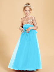 Robe Étincelante de Demoiselle d'Honneur Junior Top en Paillettes Piscine