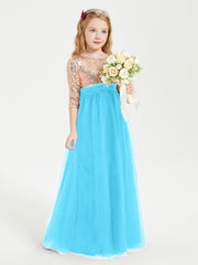 Robe Étincelante de Demoiselle d'Honneur Junior Top en Paillettes Piscine