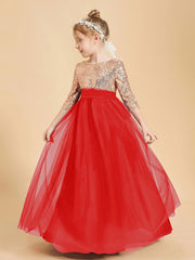 Robe Étincelante de Demoiselle d'Honneur Junior Top en Paillettes Rouge