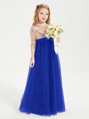 Robe Étincelante de Demoiselle d'Honneur Junior Top en Paillettes Bleu Royale