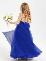 Robe Étincelante de Demoiselle d'Honneur Junior Top en Paillettes Bleu Royale