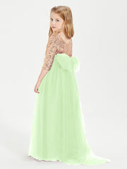Robe Étincelante de Demoiselle d'Honneur Junior Top en Paillettes Sauge