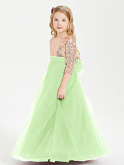 Robe Étincelante de Demoiselle d'Honneur Junior Top en Paillettes Sauge