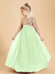 Robe Étincelante de Demoiselle d'Honneur Junior Top en Paillettes Sauge