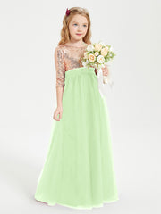 Robe Étincelante de Demoiselle d'Honneur Junior Top en Paillettes Sauge