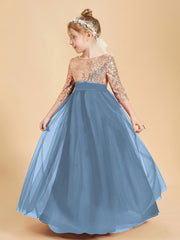 Robe Étincelante de Demoiselle d'Honneur Junior Top en Paillettes Bleu de Schiste