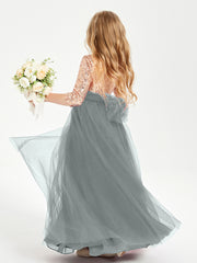 Robe Étincelante de Demoiselle d'Honneur Junior Top en Paillettes Gris Acier