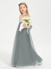 Robe Étincelante de Demoiselle d'Honneur Junior Top en Paillettes Gris Acier