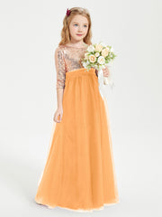 Robe Étincelante de Demoiselle d'Honneur Junior Top en Paillettes Mandarine