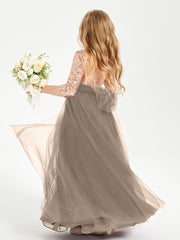 Robe Étincelante de Demoiselle d'Honneur Junior Top en Paillettes Taupe