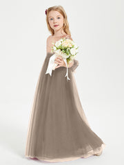 Robe Étincelante de Demoiselle d'Honneur Junior Top en Paillettes Taupe