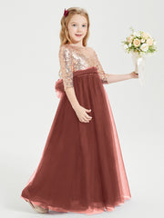 Robe Étincelante de Demoiselle d'Honneur Junior Top en Paillettes Terracotta