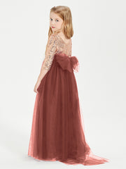Robe Étincelante de Demoiselle d'Honneur Junior Top en Paillettes Terracotta