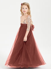Robe Étincelante de Demoiselle d'Honneur Junior Top en Paillettes Terracotta