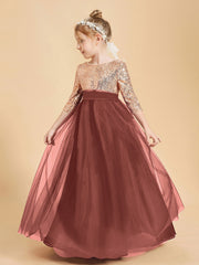 Robe Étincelante de Demoiselle d'Honneur Junior Top en Paillettes Terracotta