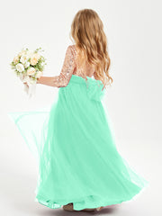 Robe Étincelante de Demoiselle d'Honneur Junior Top en Paillettes Turquoise