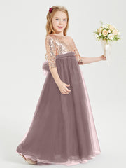 Robe Étincelante de Demoiselle d'Honneur Junior Top en Paillettes Vintage Mauve